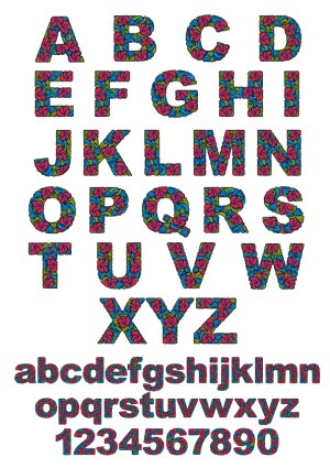 Decorative Floral Pattern Alphabet and Numbers Free Vector