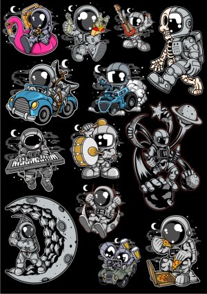 Cute Cartoon Astronauts in Fun Activities Vector Set Free Vector