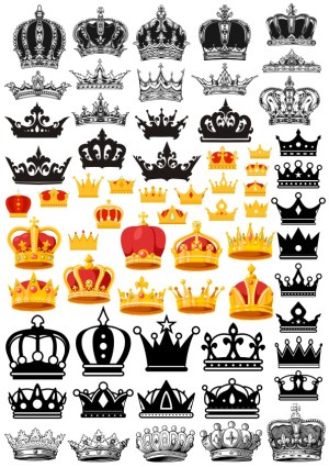 Collection of Various Crown and Tiara Vector Designs Free Vector