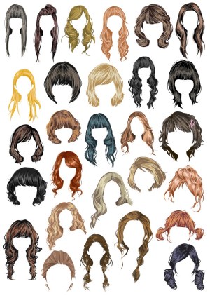 Collection of 25 Women's Hairstyle Vector Illustrations Free Vector