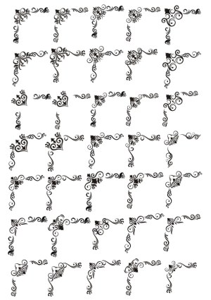 Set of Ornate Floral Decorative Corner Vectors Free Vector