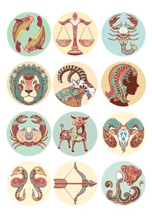 Ornate Zodiac Signs Vector Set Free Vector