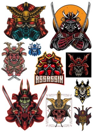 Samurai and Assassin Themed Vector Illustrations Collection Free Vector