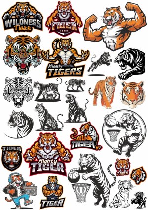 Collection of Vector Tiger Mascots and Illustrations Free Vector
