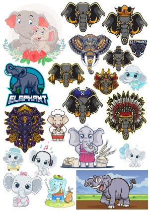 Collection of Elephant Vector Designs and Mascots Free Vector