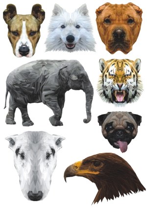 Low Poly Animal Heads and Elephant Vector Collection Free Vector