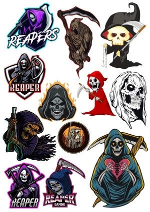 Collection of Grim Reaper and Skeleton Reaper Vector Illustrations Free Vector