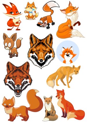 Collection of Fox Animal Vector Illustrations in Various Styles Free Vector