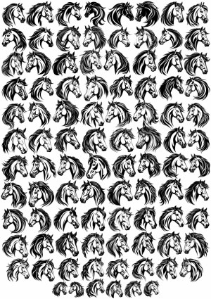 Collection of Black and White Horse Head Silhouettes Free Vector