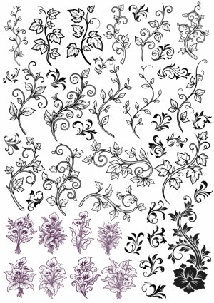 Decorative Floral and Leaf Vector Ornaments Collection Free Vector