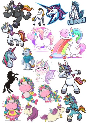Collection of Colorful Unicorn and Pegasus Vector Illustrations Free Vector