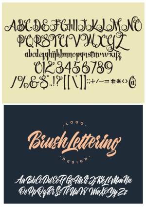 Decorative and Brush Script Alphabet and Symbols Set Free Vector