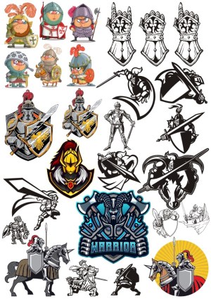 Medieval Knights and Warriors Vector Collection Free Vector