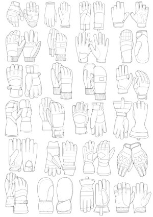 Outline Collection of Various Types of Gloves and Mittens Free Vector