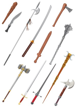 Collection of Medieval and Fantasy Weapons Vector Set Free Vector