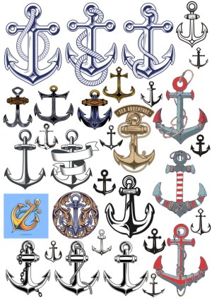 Collection of Nautical Anchor Vector Illustrations Free Vector