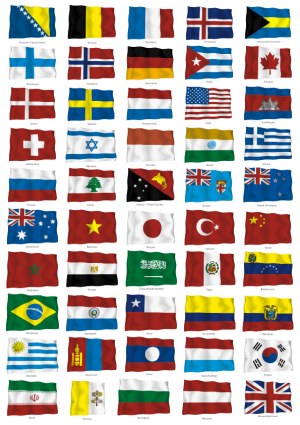 Waving Flags of 50 Countries Vector Collection Free Vector