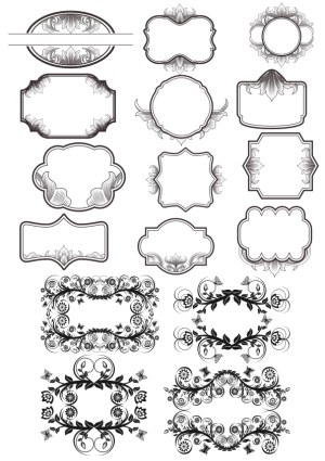 Ornate Vintage Decorative Frames and Floral Borders Set Free Vector