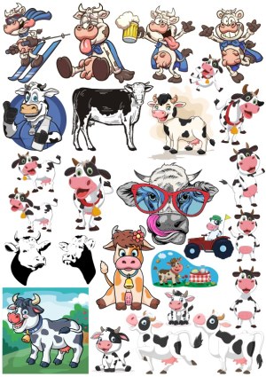 Cartoon and Realistic Cow Vector Collection Free Vector