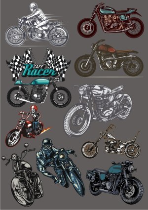 Vintage and Modern Motorcycle Vector Illustrations Free Vector