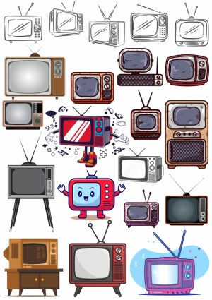 Vintage and Cartoon Retro TV Set Vector Collection Free Vector