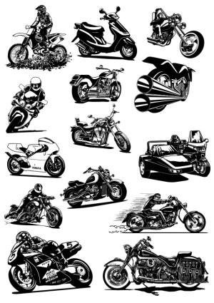 Collection of Various Motorcycle and Scooter Silhouettes Free Vector
