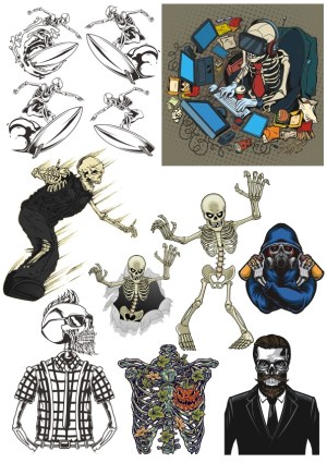 Skeleton Characters and Scenes Vector Collection Free Vector