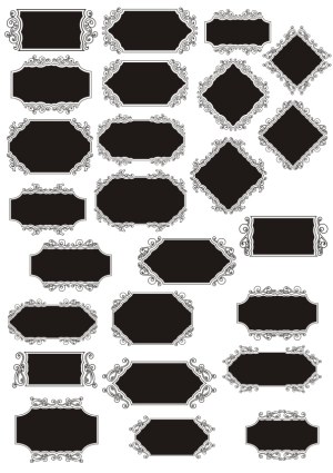 Set of Ornate Vintage Black Label Borders with White Decorative Frames Free Vector