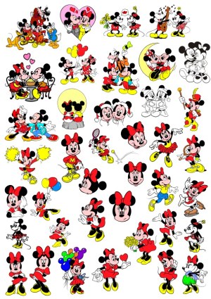 Collection of Classic Mickey Mouse and Minnie Mouse Cartoon Vector Illustrations Free Vector