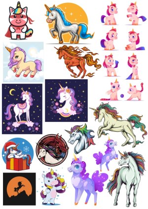Collection of Colorful Unicorn Vector Illustrations in Various Styles Free Vector