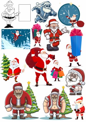 Collection of Diverse Santa Claus Vector Illustrations Free Vector
