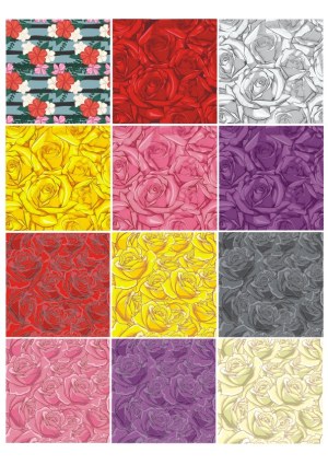 Seamless Floral Rose Pattern Collection in Multiple Colors Free Vector