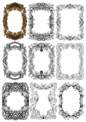 Set of Ornate Vintage Baroque Frames Free Vector