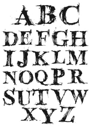 Grunge Style Black Alphabet Letters Free Vector