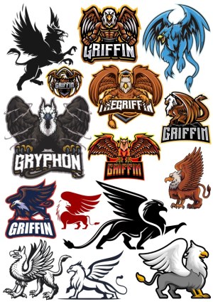 Collection of Mythical Griffin and Gryphon Mascot Logos Free Vector