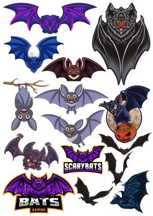 Collection of Cartoon and Scary Bat Vector Illustrations Free Vector
