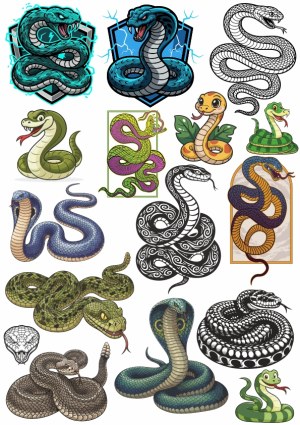 Collection of Various Snake Vector Illustrations and Designs Free Vector