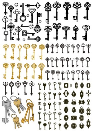 Collection of Vintage and Modern Key and Keyhole Vector Designs Free Vector