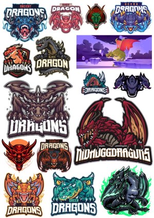 Collection of Dragon Mascot Logos and Fantasy Dragon Illustrations Free Vector