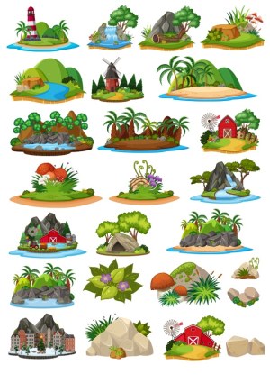 Collection of Various Nature and Farm Landscape Vectors Free Vector