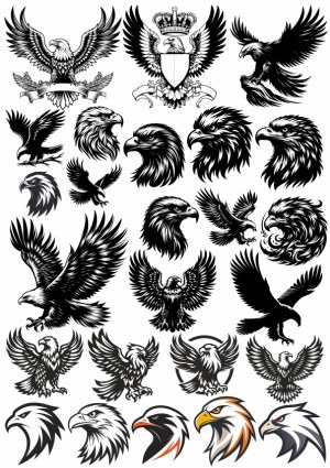 Eagle Vector Pack with Heraldic and Realistic Styles Free Vector