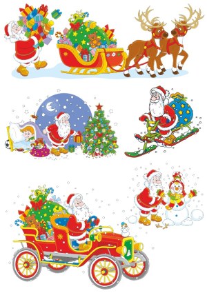 Vintage Style Santa Claus Christmas Vector Illustrations Free Vector