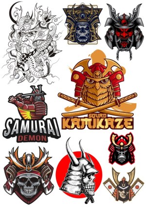 Samurai and Katukaze Warrior Vector Collection Free Vector