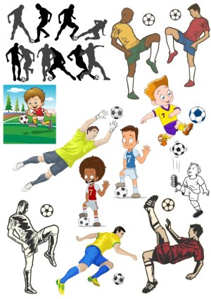 Soccer Players Vector Collection with Diverse Poses and Styles Free Vector