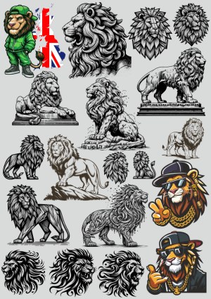 Detailed and Stylized Lion Illustrations and Cartoons Free Vector