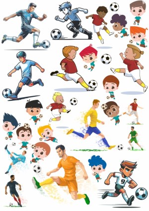 Soccer Players in Various Styles and Actions Vector Collection Free Vector