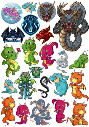 Cartoon and Fierce Dragon Vector Collection Free Vector