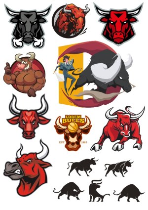 Collection of Bull and Bullfighter Vector Logos and Icons Free Vector