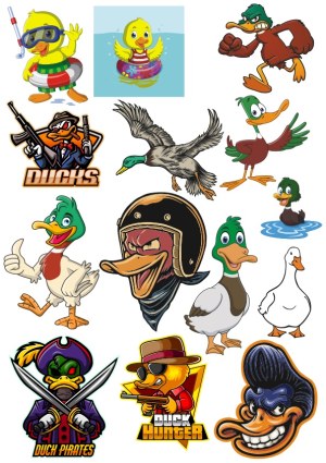 Collection of Cartoon Duck Characters and Mascots Free Vector