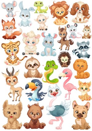Cute Cartoon Baby Animals Vector Collection Free Vector